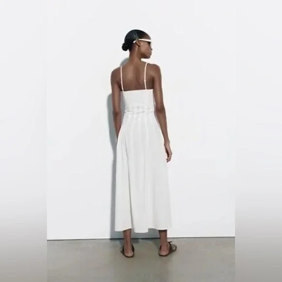 ZARA Dress Maxi Corset Style Bohemian White Summer Vacation - Picture 4 of 15